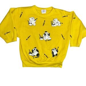 Spumoni 80s by Rose Cage vintage puff print teddy bear and panda sweatshirt Sz L